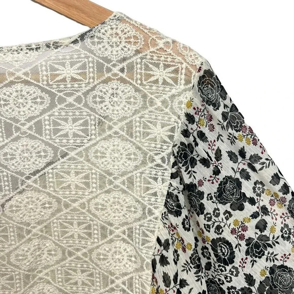 Torrid Floral Top Size Large Lace Boho Peasant Shirt Multicolor Semi-sheer - Picture 8 of 10